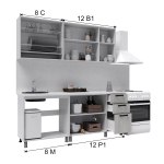 "Палермо Готовое решение" 2,0 м дуб сонома/дуб остин серый/дуб остин бежевый, белый/дуб остин серый/дуб остин бежевый