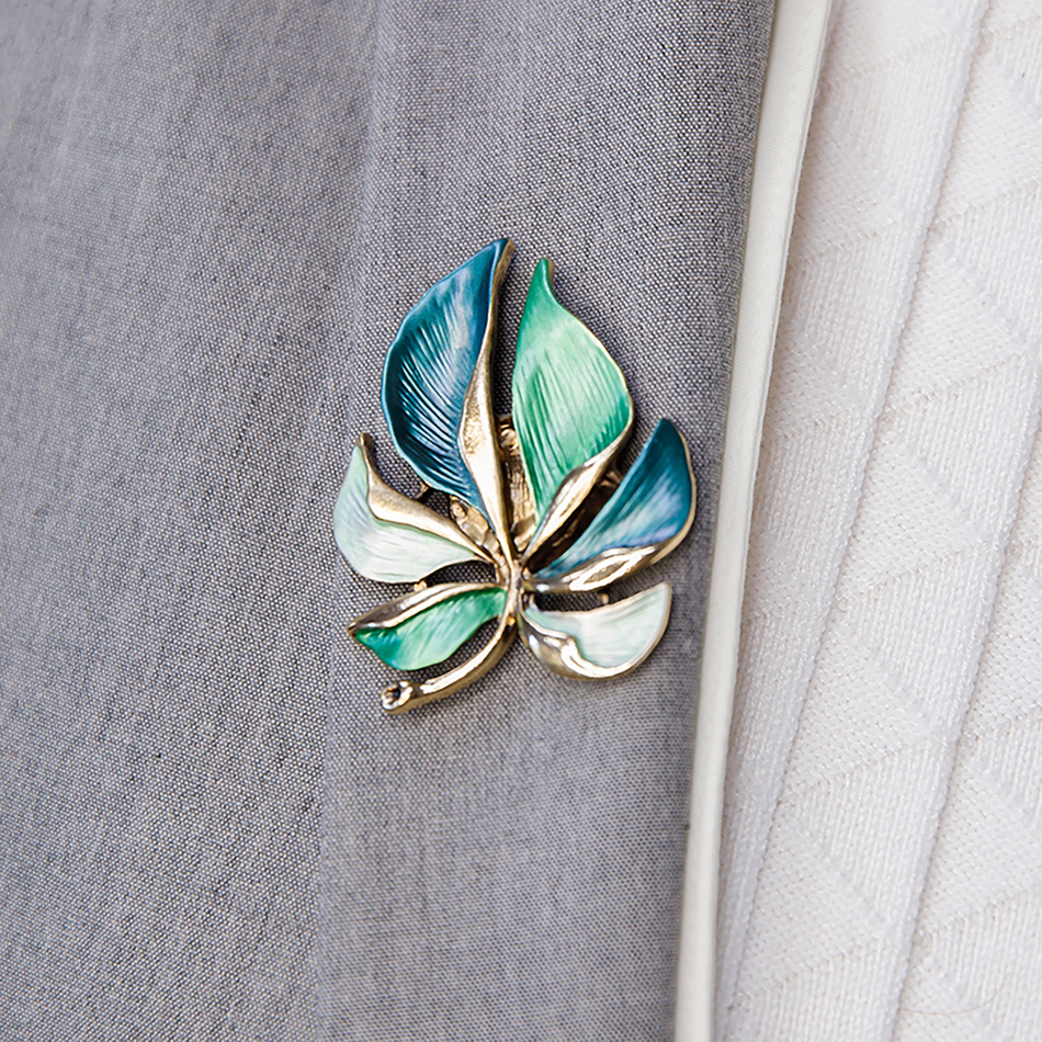 Брошь Shadore Лист резной XZ0863.16 G/G