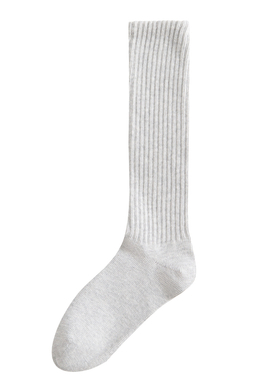 Носки длинные из хлопка в рубчик Серый меланж