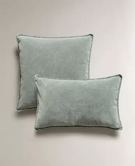 ZARA HOME БАРХАТНАЯ НАВОЛОЧКА ДЛЯ ДЕКОРАТИВНОЙ ПОДУШКИ, СИНИЙ