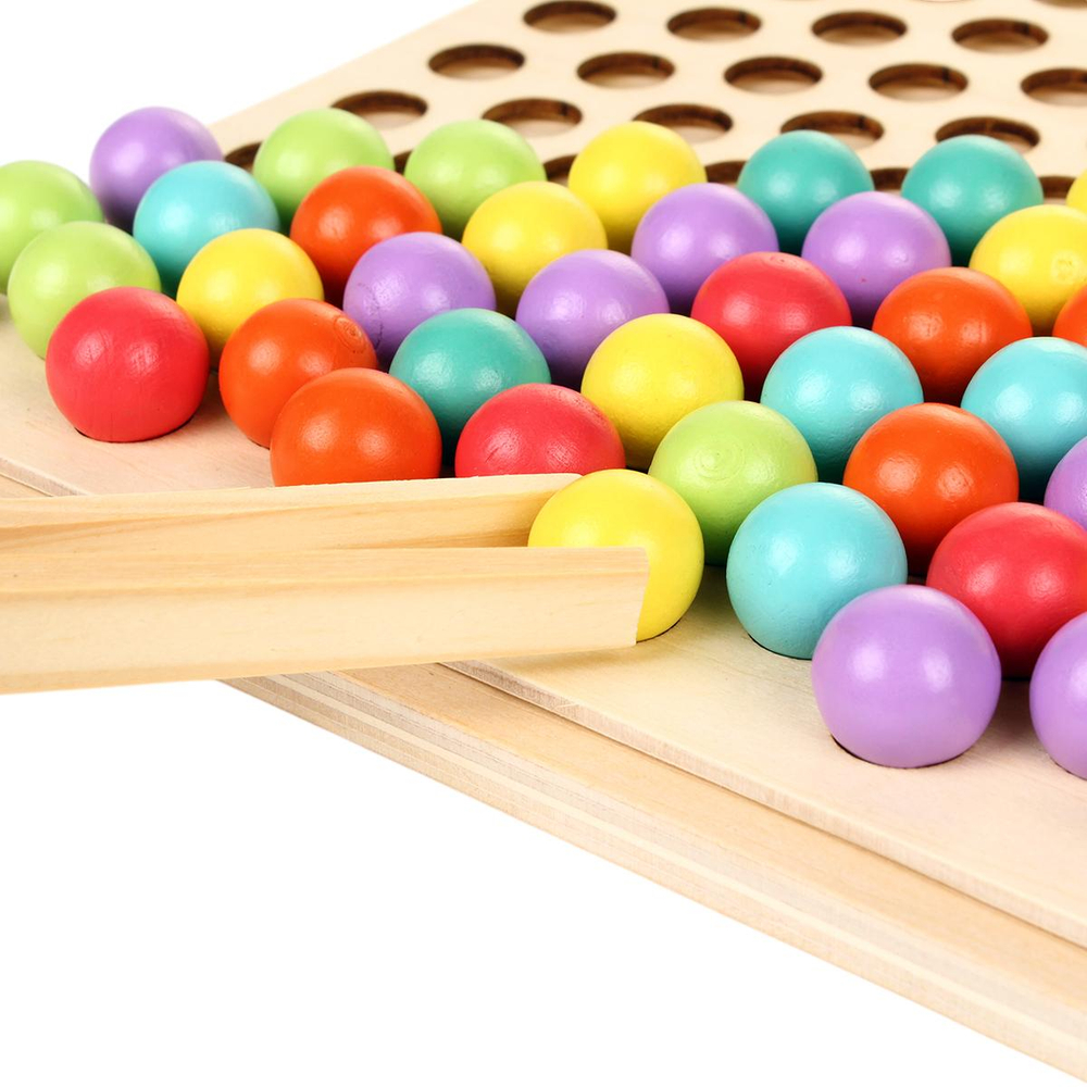 Развивающая игрушка деревянная с шариками 7 цветов, коробка C-41933
