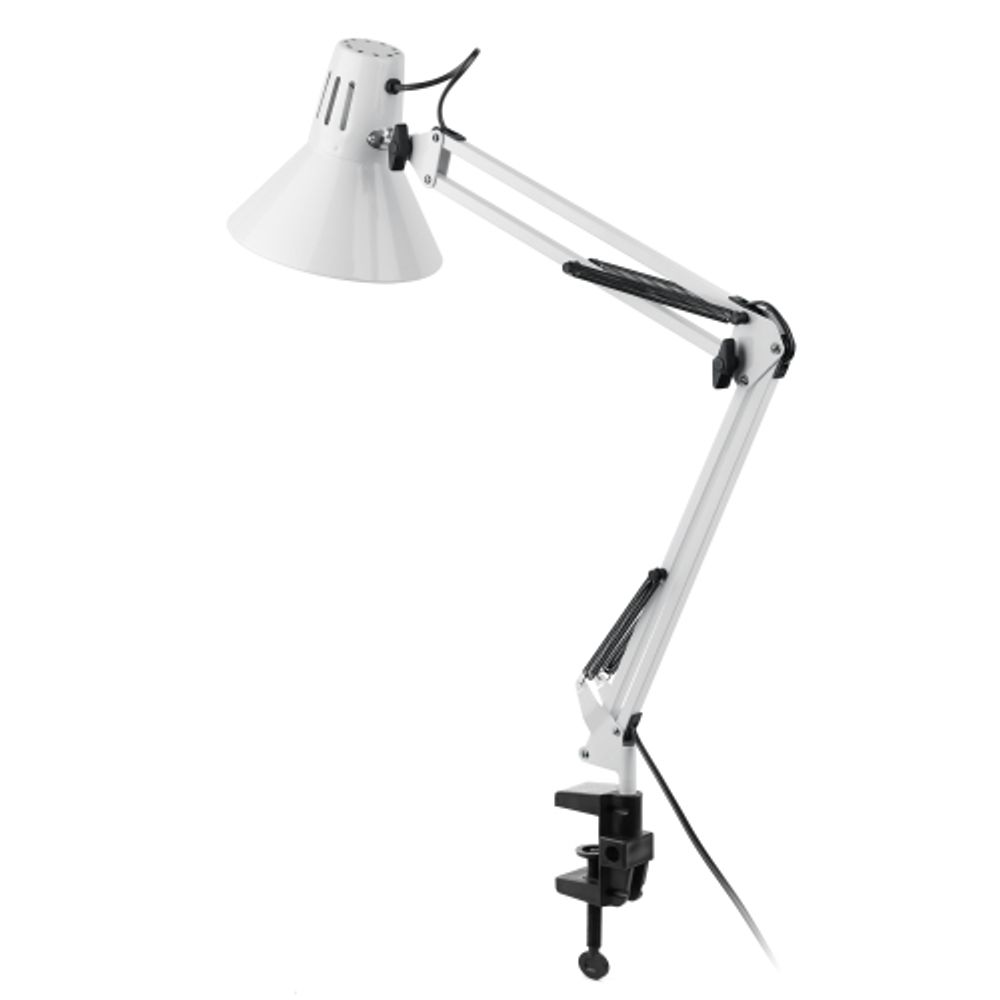 Настольный светильник ЭРА N-121-E27-40W-W на струбцине белый | Настольные светильники под лампу