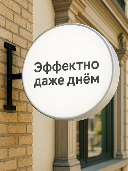 Вывеска с подсветкой панель-кронштейн круглая белая