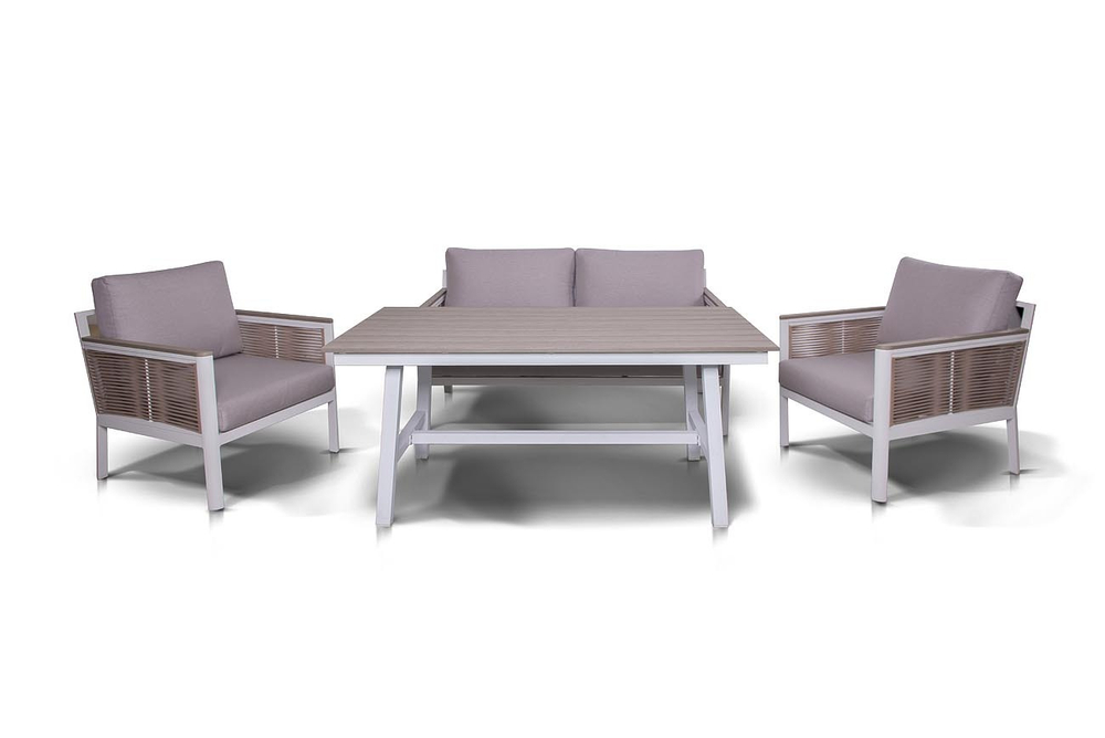 "Сан Ремо" стол обеденный из ДПК, каркас алюминиевый