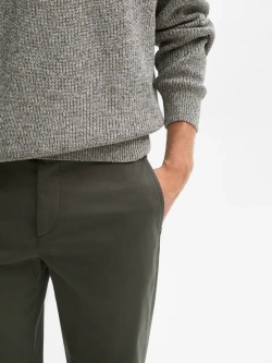 Massimo Dutti Зауженные брюки чинос из хлопка, зеленый