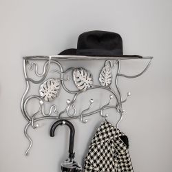 Вешалка настенная Monstera Deliciosa (Монстера) Античное серебро