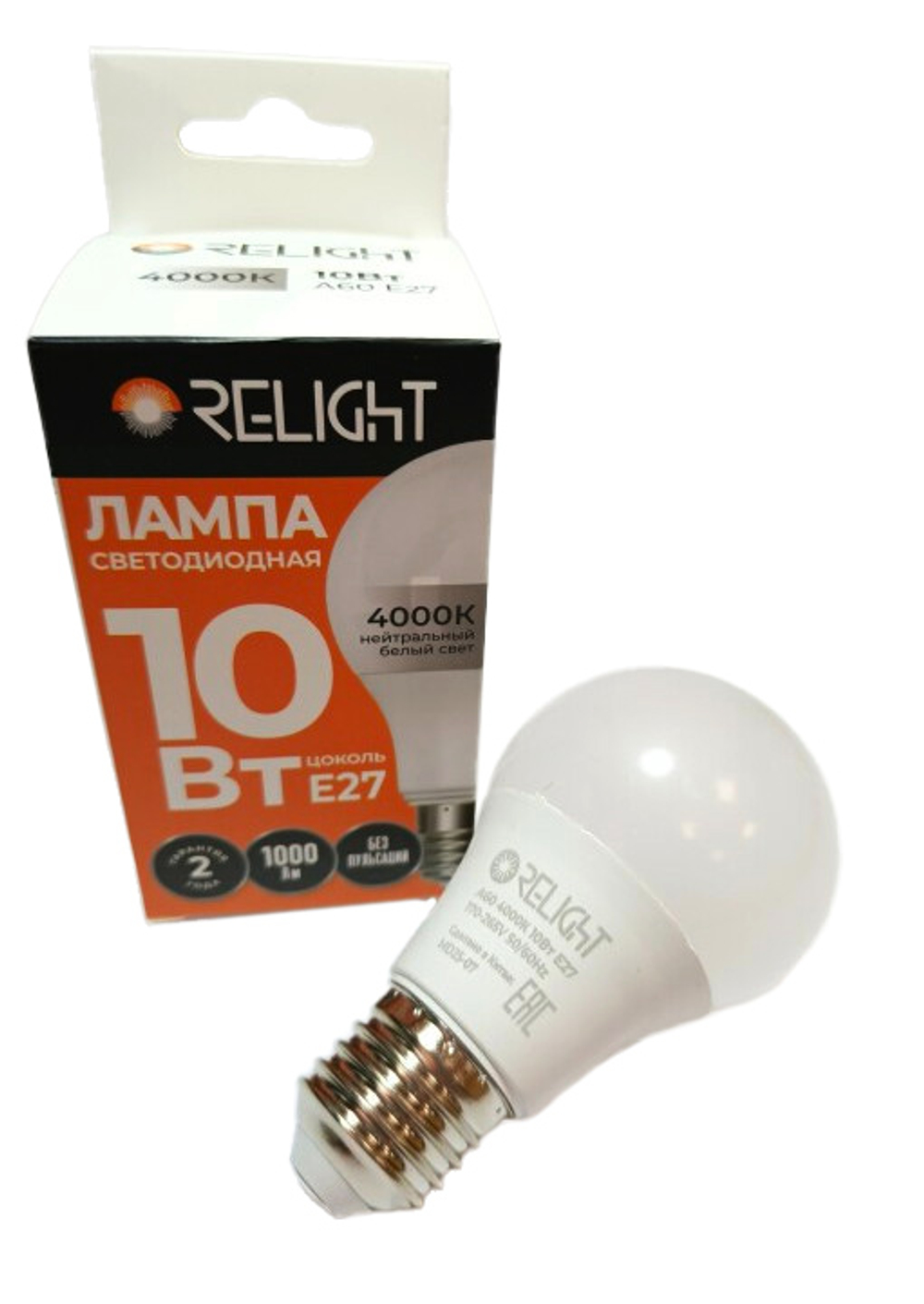 Лампа светодиодная Relight А60 10W Е27 4000К 1000Лм