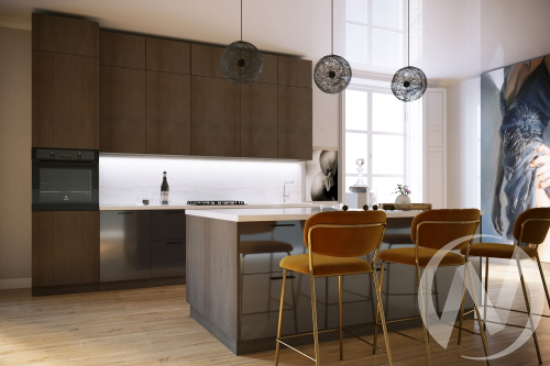 Кухня "Хелмер/Эстетик": дуб кальяри/сиенна (корпус дуб кальяри)