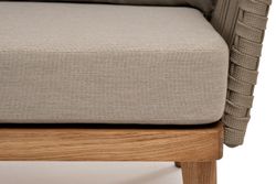 "Мальорка" диван 3-местный плетеный из роупа, основание дуб, роуп серо-коричневый 23мм, ткань бежевая 15052