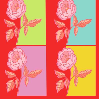 Поп арт с пионами