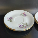 Чайные пары набор на 4 персоны фарфор, изящные цветы, Wloclawek porcelana, золочение, винтаж Польша, времён СССР 1967-1973 гг