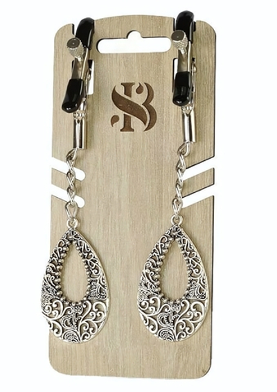 Изысканные зажимы на соски с подвесками Шахерезада (Цвет: серебристый)