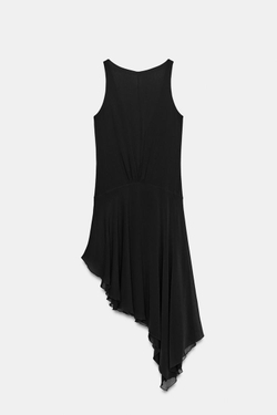 ZARA ПЛАТЬЕ МИДИ АСИММЕТРИЧНОГО КРОЯ, ЧЕРНЫЙ