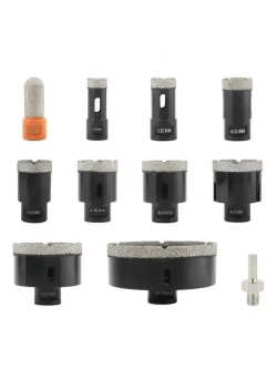 Набор алмазных коронок по керамограниту Doriru 11 шт, 20-110 мм