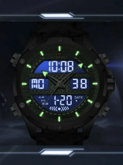 Подарочный набор - часы наручные кварцевые NAVIFORCE на кожаном ремешке, черный W8910-05