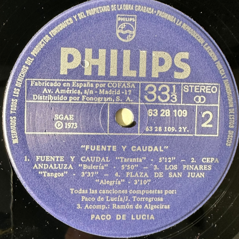 Paco De Lucia ‎– Fuente Y Caudal (Испания 1975г.)
