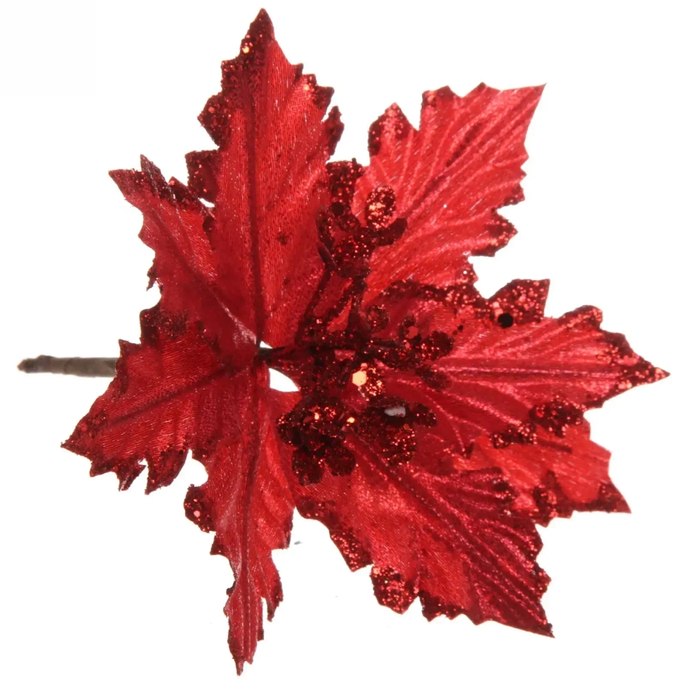 Украшение новогоднее «Пуансеттия-Чародейка» 15 см, Красный