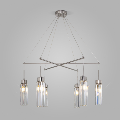 Умная подвесная люстра с хрусталем 60163/6 никель