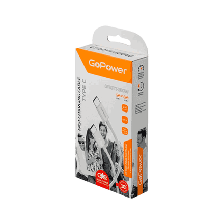 Кабель GoPower GP10TT-60W Type-C (m)-Type-C (m) 60W белый