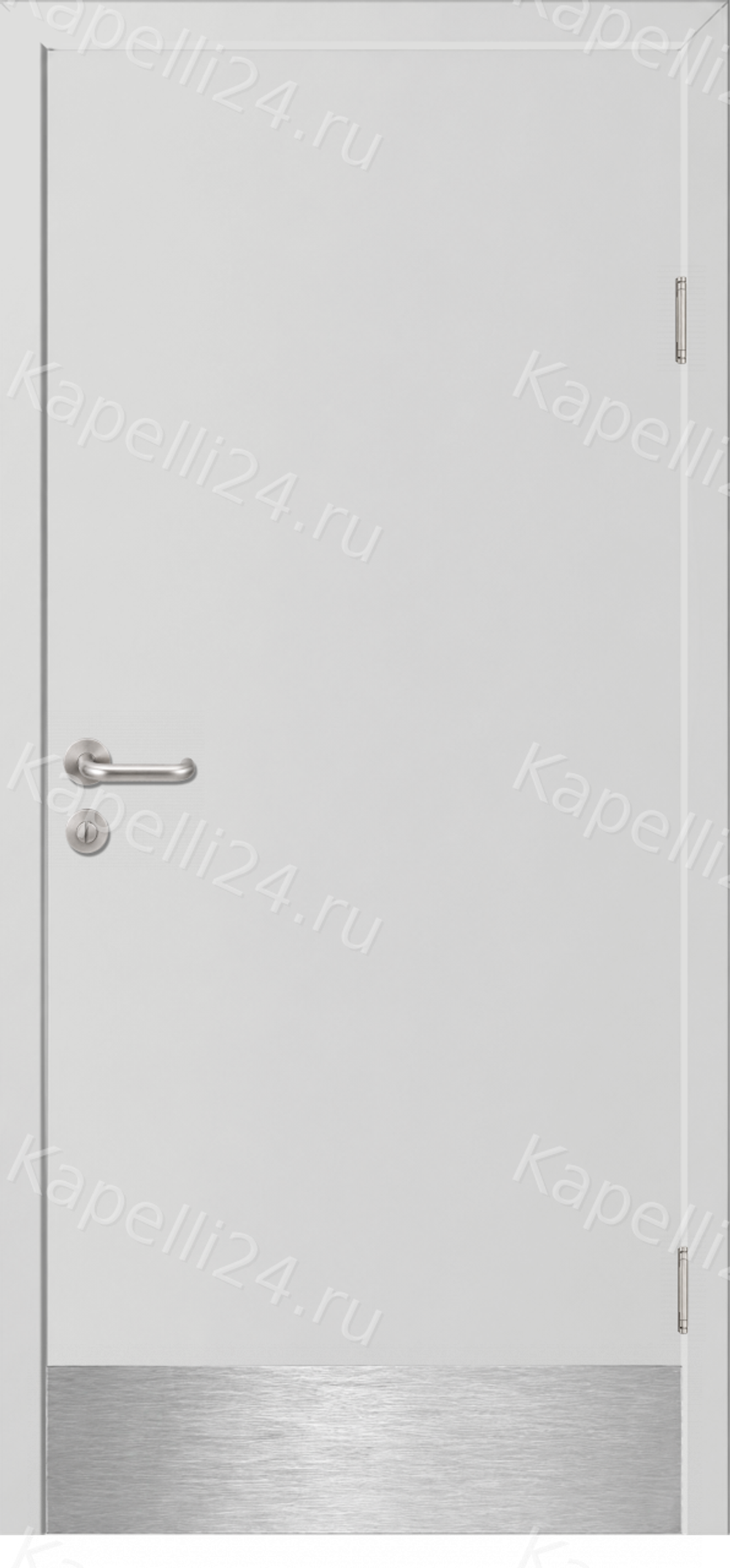 Влагостойкая Дверь Капель однопольная Телегрей 4 RAL 7047 Отбойная пластина из нержавеющей стали
