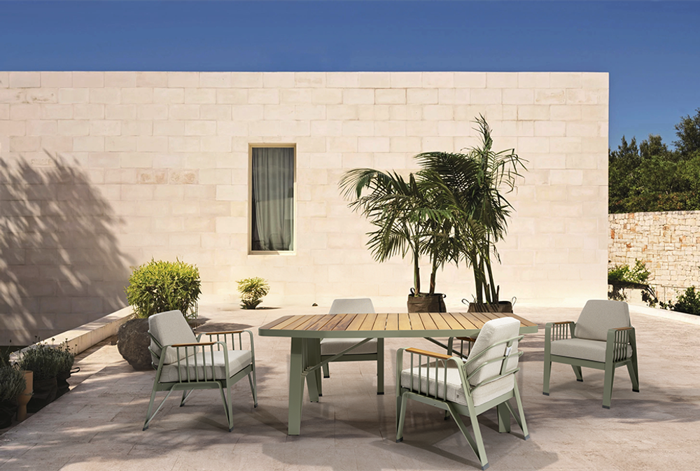 Столовая группа Ocean Dinning Set. Алюминий, ироко. Поставка 45 дней.