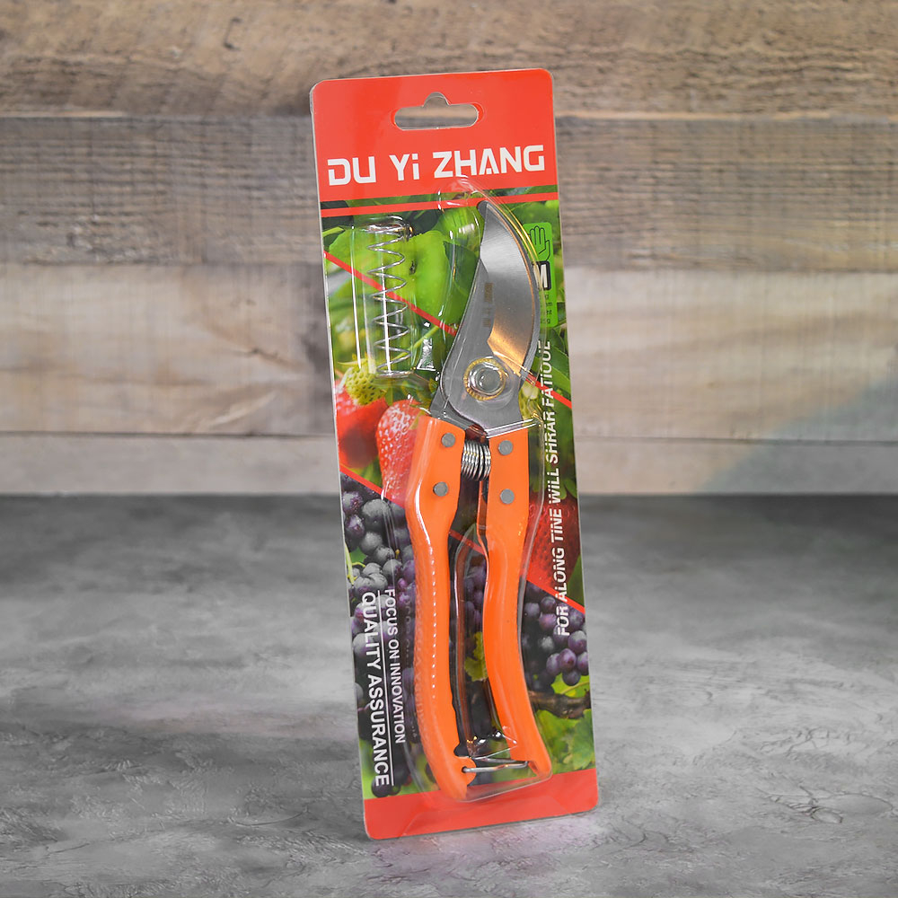 Секатор садовый 21см, нерж сталь, оранжевый