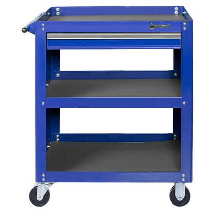 Цена на МАСТАК (520-01580MB) Тележка открытая «ОПТИМА», 3 полки и ящик, синяя