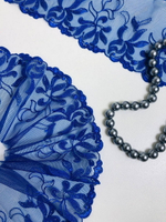 Тесьма сетка с вышивкой, электрик, 8см, IFS