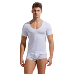 Мужская футболка с глубоким вырезом Gauvine (Размер: M) (Цвет: белый)