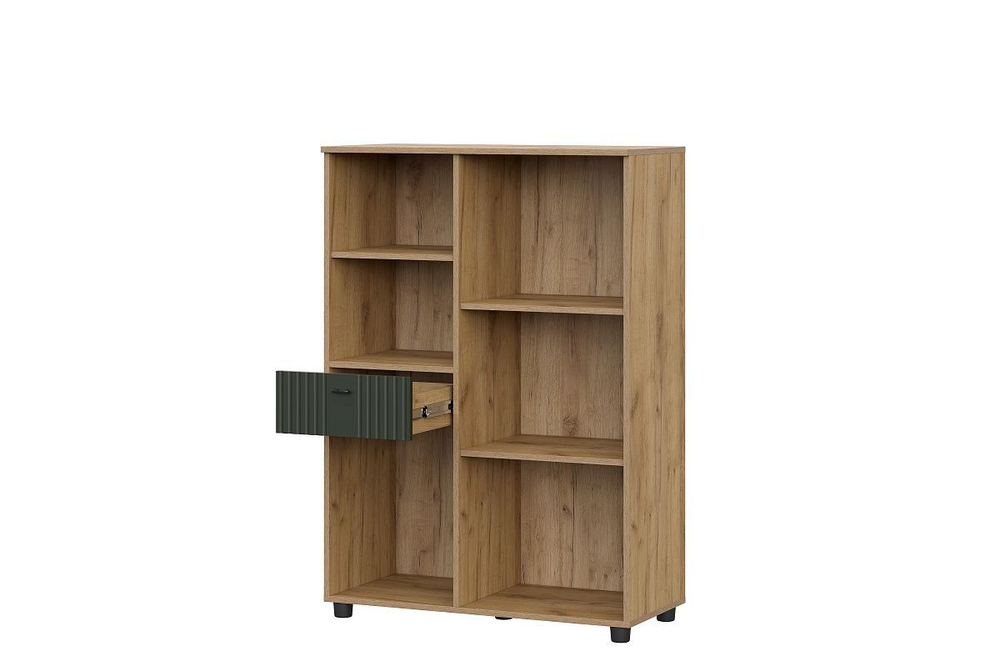 Комод для одежды с ящиками и полками Дуб Золотой/Белый матовый 130х40х76