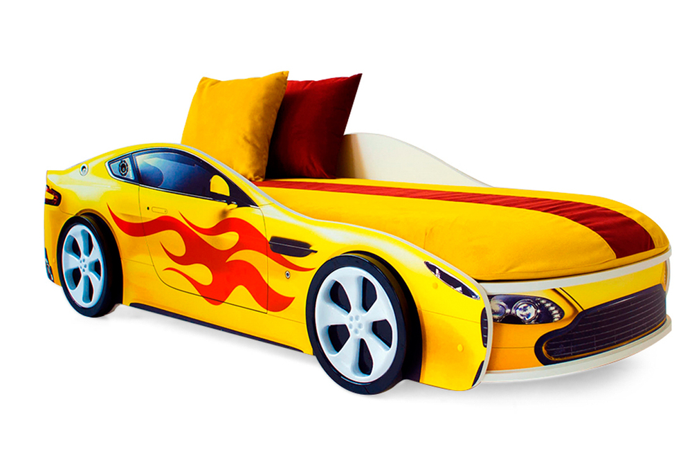 Кровать с матрасом Бельмарко Бондмобиль желтый