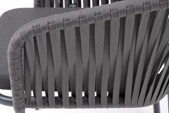 "Бордо" стул плетеный из роупа, каркас алюминий темно-серый (RAL7024) муар, роуп серый 15мм, ткань темно-серая 027