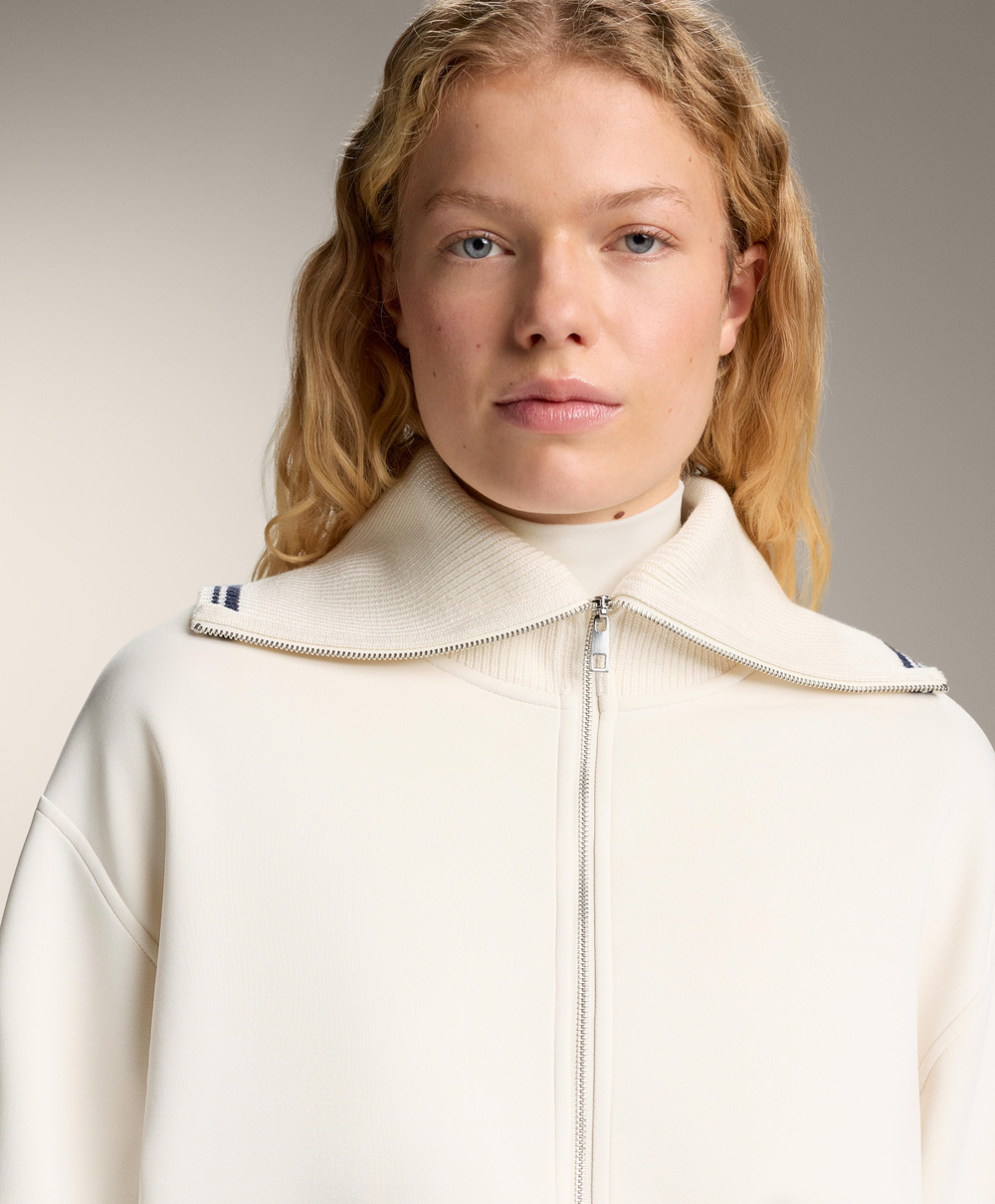 Oysho Куртка с вязаными деталями и кантом из ткани с модалом, экрю