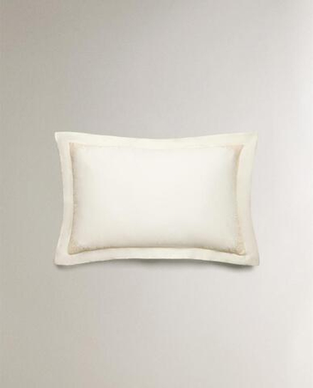 ZARA HOME АТЛАСНАЯ НАВОЛОЧКА С ВЫШИВКОЙ, ЗОЛОТОЙ