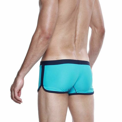 Мужские плавки боксеры  бирюзовые с синим поясом Seobean Surf Swim Boxers