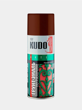 Грунт-эмаль по ржавчине матовая высокопрочная в баллончике KUDO RAL 8017