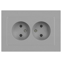 Розетка Intro Accent 6-204-03 двойная 2х2P 16А-250В IP20 СУ AL/CU алюминий