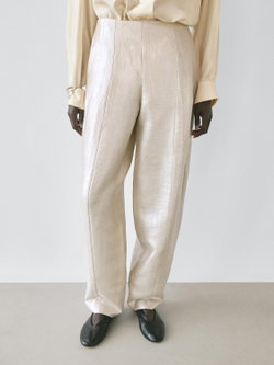 Massimo Dutti Струящиеся брюки из металлизированного льна, бежевый