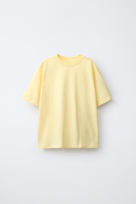 ZARA БАЗОВАЯ ОДНОТОННАЯ ФУТБОЛКА, МЯГКИЙ ЖЕЛТЫЙ
