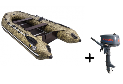Ривьера 3400 СК камуфляж + KAMISU T 5 BMS (комплект лодка + мотор)