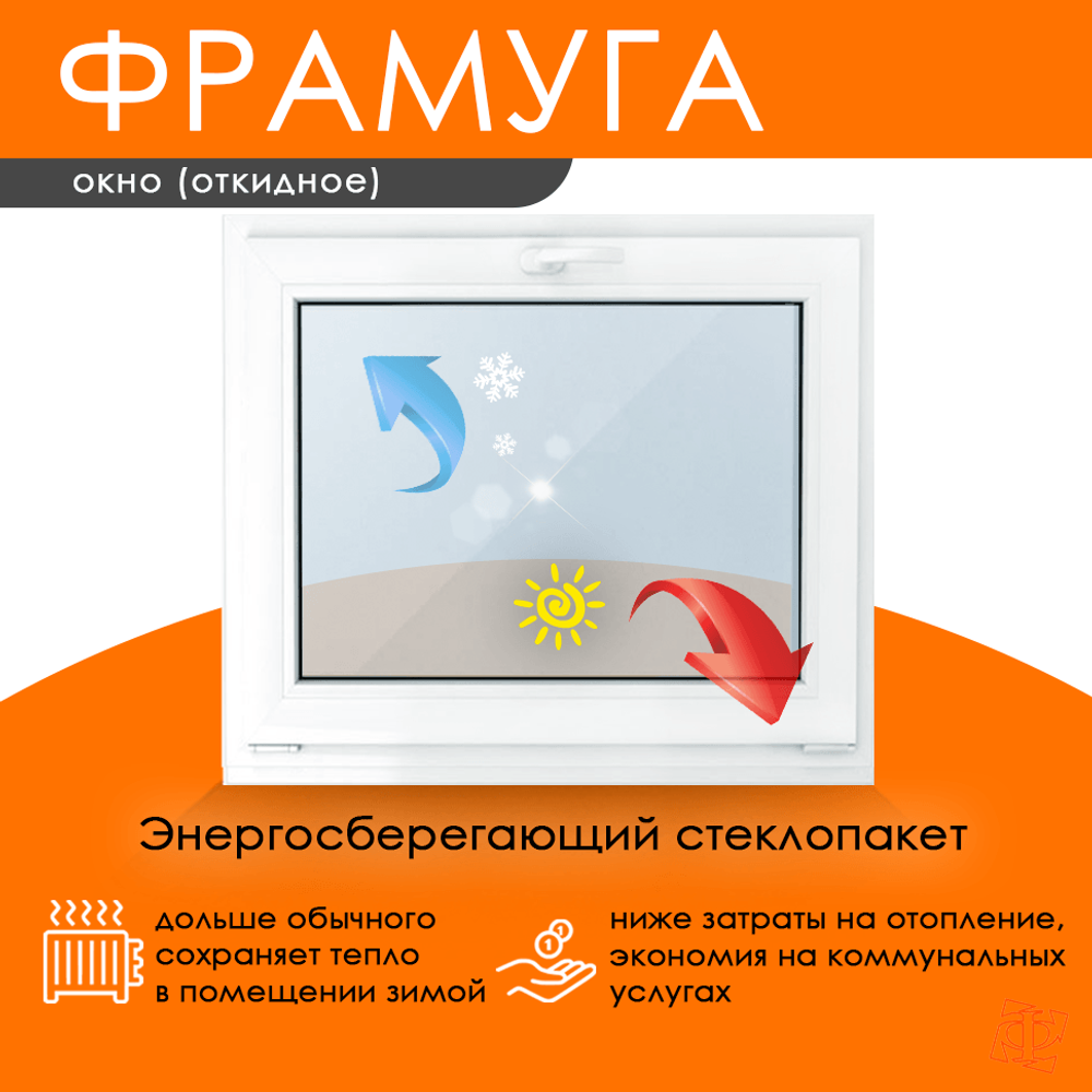 Пластиковое окно 400 х 500 фрамуга (форточка) ТермА Эко