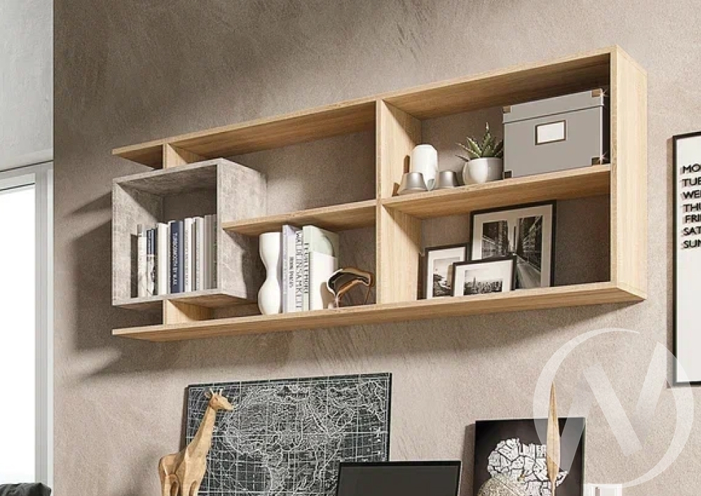 Полка Неаполь-1 (дуб сонома/бетон светлый)