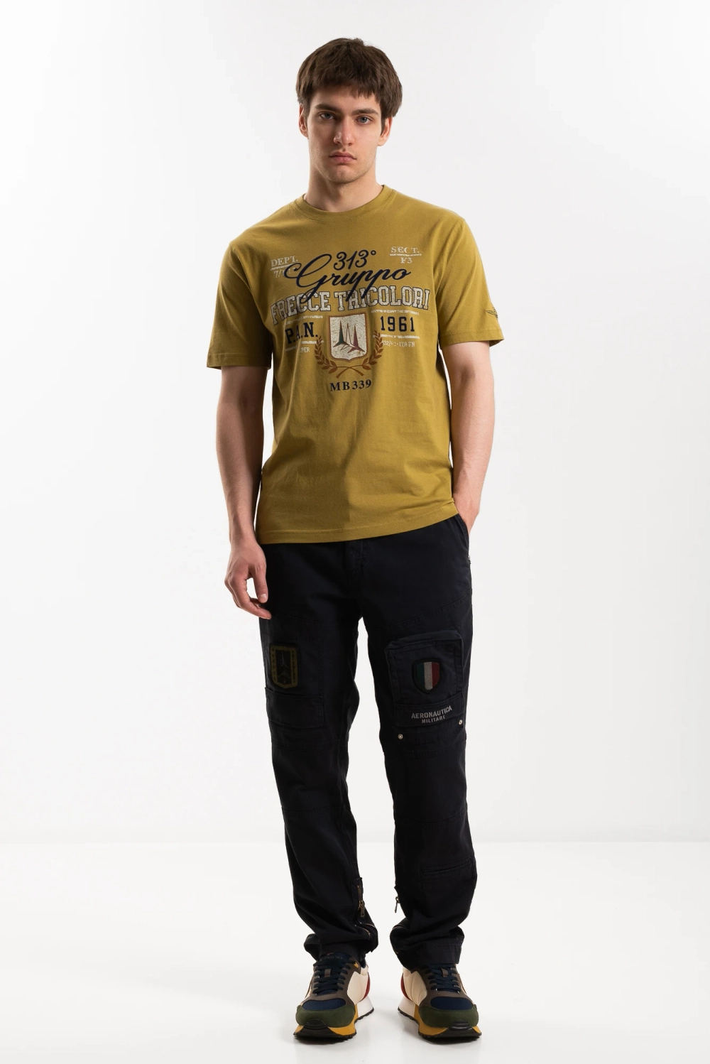 Брюки карго муж. AERONAUTICA 1591 синий карманы antiG