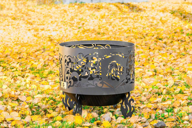 Костровая чаша Fire-House Лев Премиум (с сеткой и зольником), 80 см