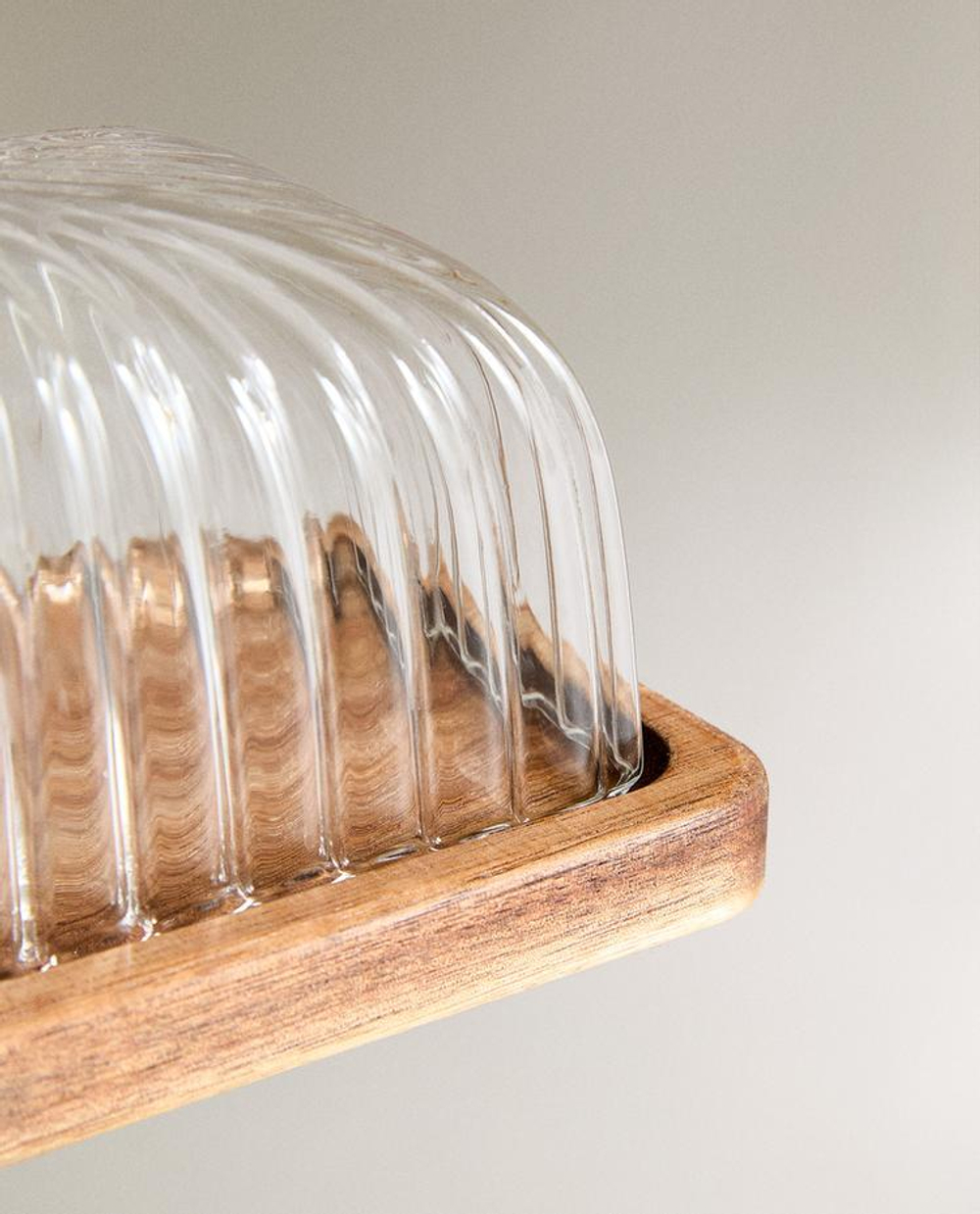 ZARA HOME МАСЛЕНКА ИЗ ТЕРМОСТОЙКОГО СТЕКЛА И ДЕРЕВА, ПРОЗРАЧНЫЙ