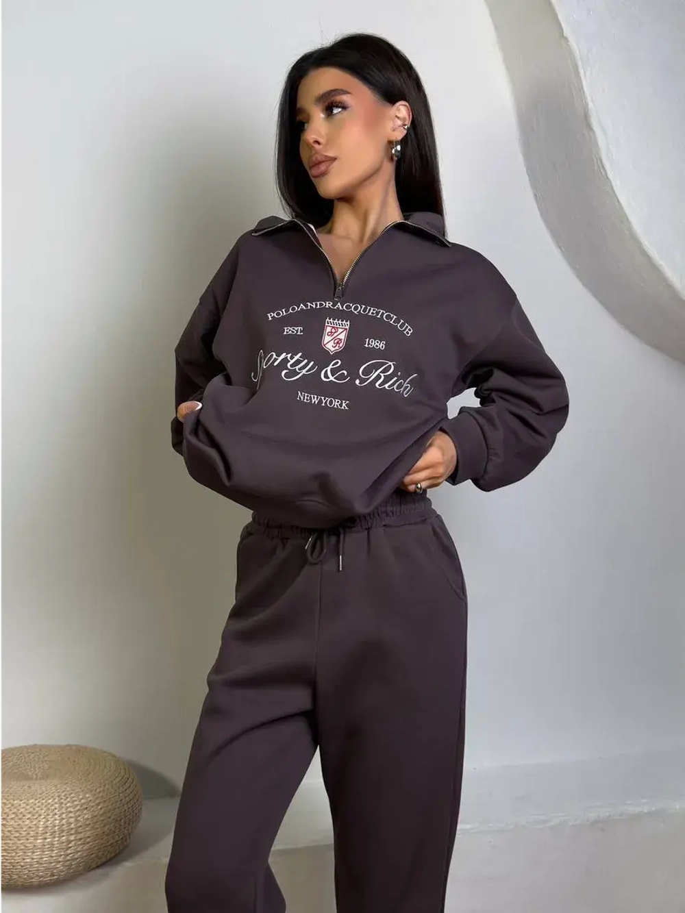 Женский спортивный костюм oversize, трикотаж без начеса