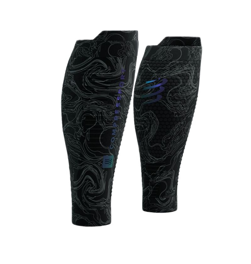Compression sleeve Compressport R2 3.0 Calf Sleeves - black/aurora