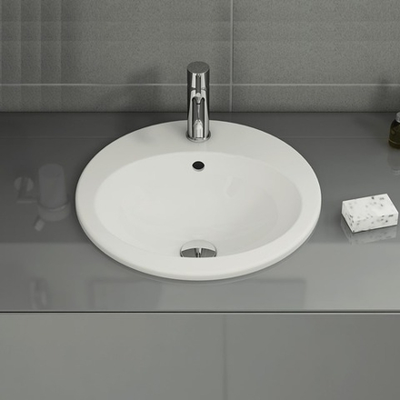 Раковина накладная Vitra S20 круглая 43 cм, c переливом, цвет белый (5466B003-0001)