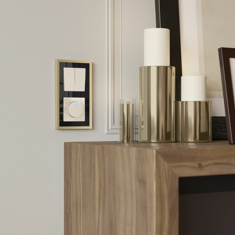 Выключатель двухклавишный проходной (айвори матовый)