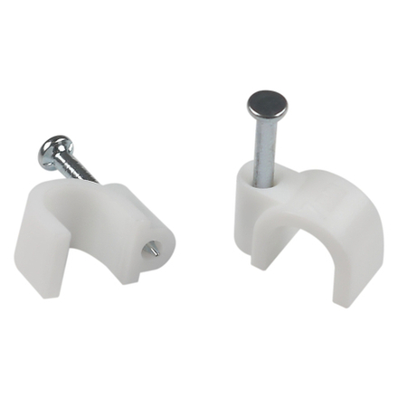 Скоба пластиковая ЭРА NO-224-568 крепежная круглая 6 мм белая (50 шт/уп)